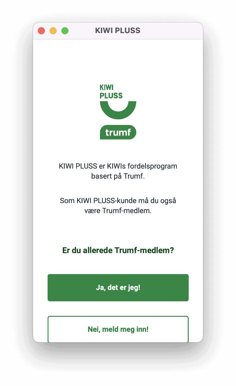 betalingsløsning fra NorgesGruppen -Kiwi Pluss-app