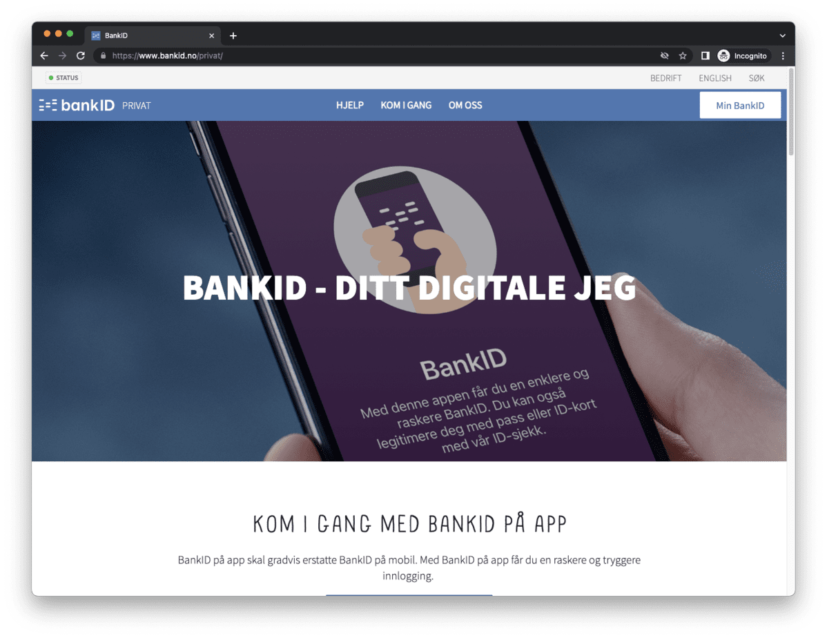 Bilde av startside for bankid