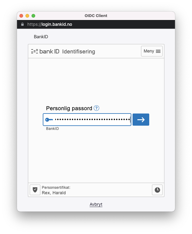 BankID passordsfelt