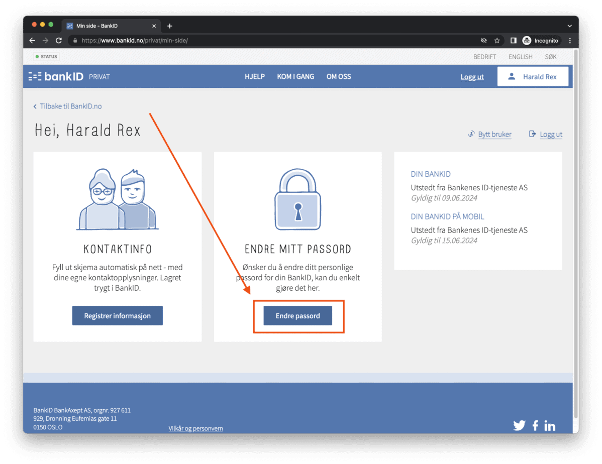 Min BankID profilside