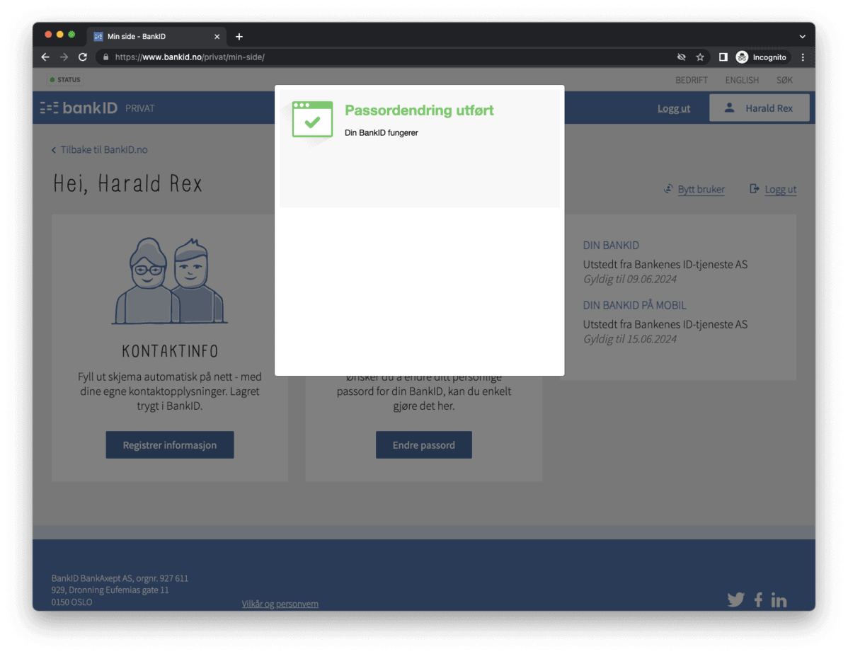 Min BankID endring av passord